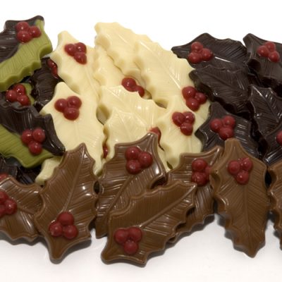 kerstchocolade hulstblaadjes