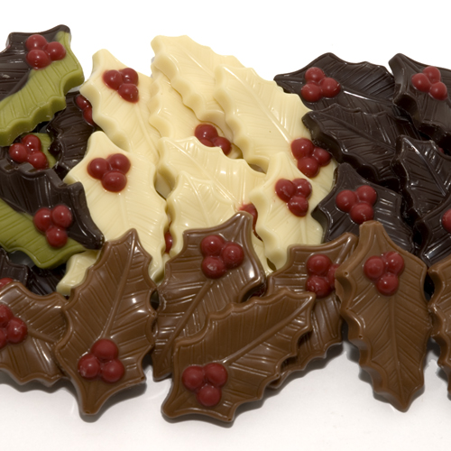 kerstchocolade hulstblaadjes