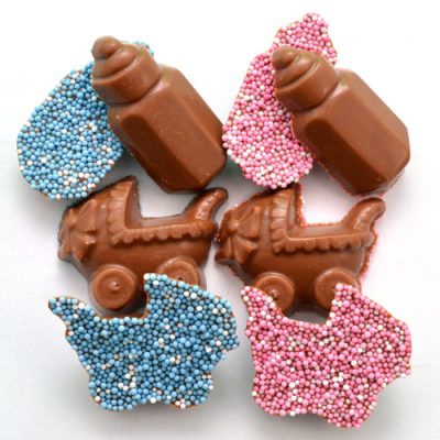 geboorte chocolade roze blauw
