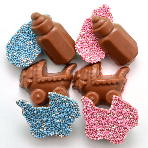 geboorte chocolade roze blauw