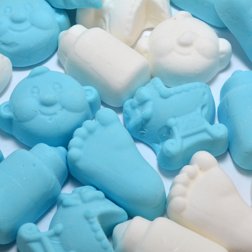 Geboortesnoepjes zacht blauw wit