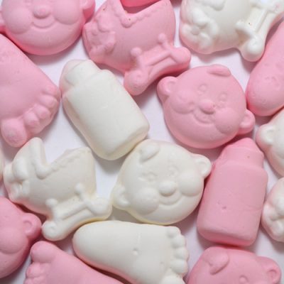 Geboortesnoepjes zacht roze wit