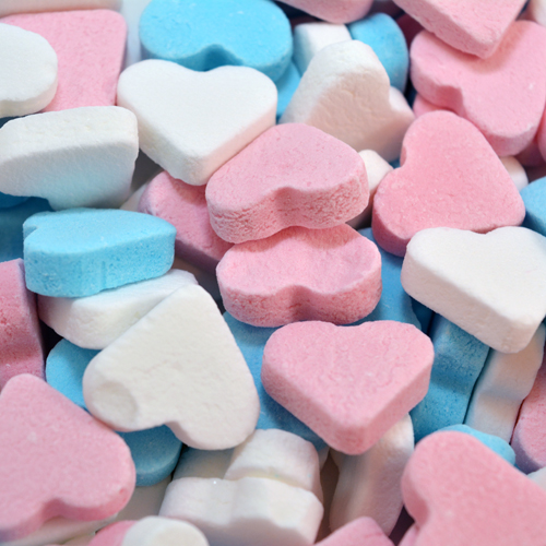 Vruchtenhartjes mix roze-blauw-wit