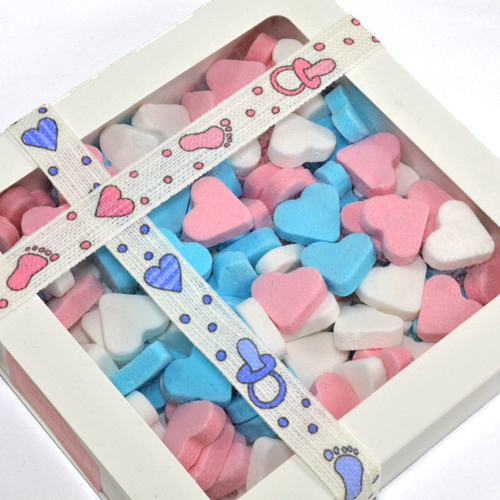Vruchtenhartjes mix roze-blauw-wit