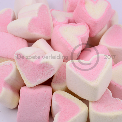 Hartjes spekken roze wit