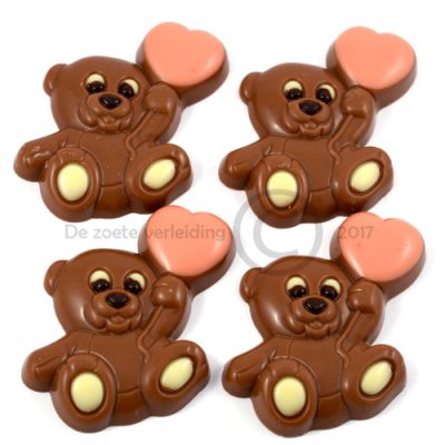 Chocolade beertje met roze ballon