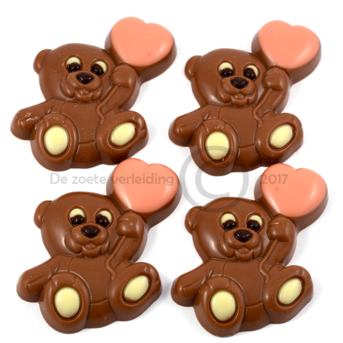 Chocolade beertje met roze ballon