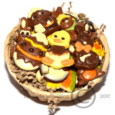 Paaschocolade in mandje