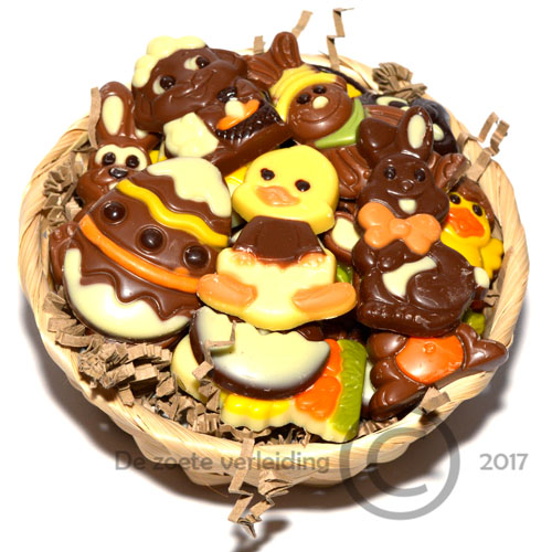 Paaschocolade in mandje