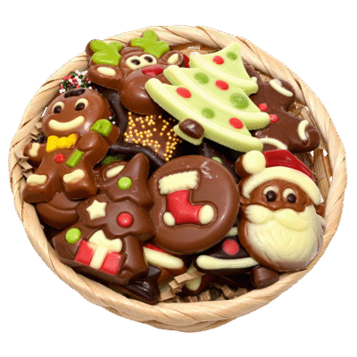 kerst chocolade in mandje