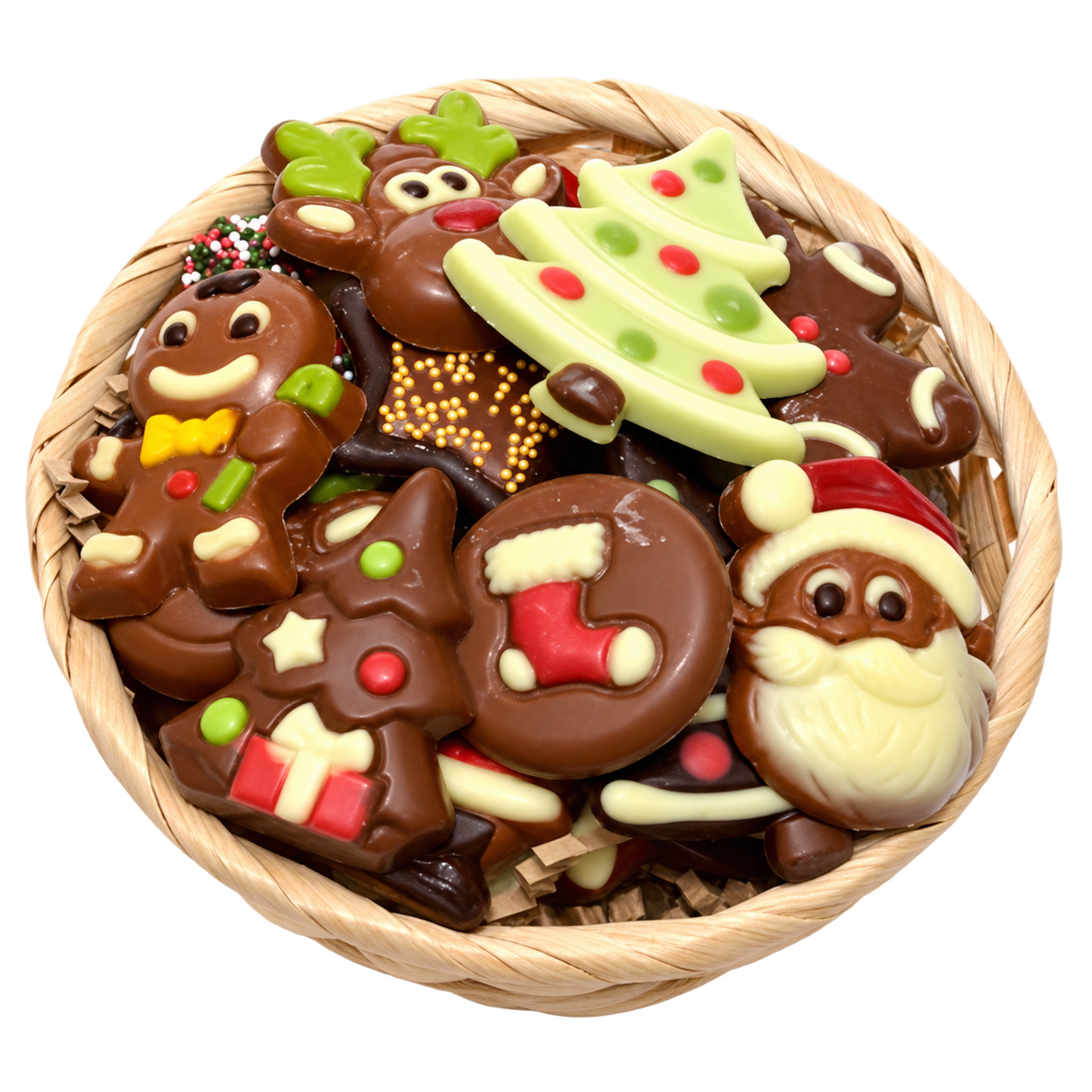 kerst chocolade in mandje