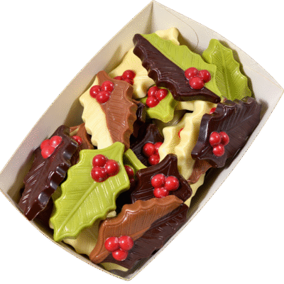 Kerstchocolade hulstblaadjes