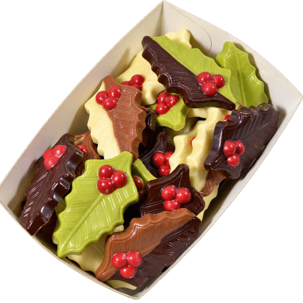 Kerstchocolade hulstblaadjes