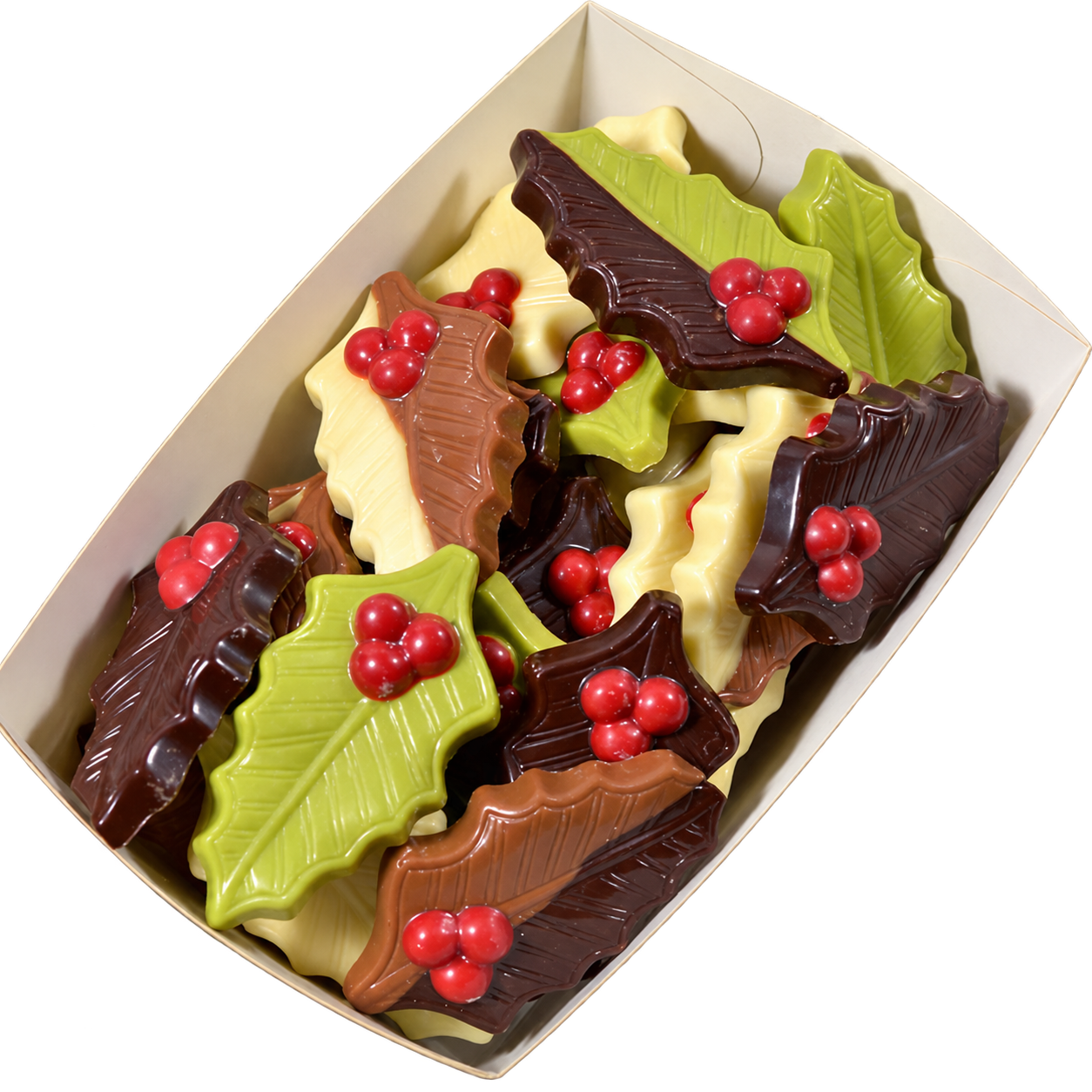 Kerstchocolade hulstblaadjes