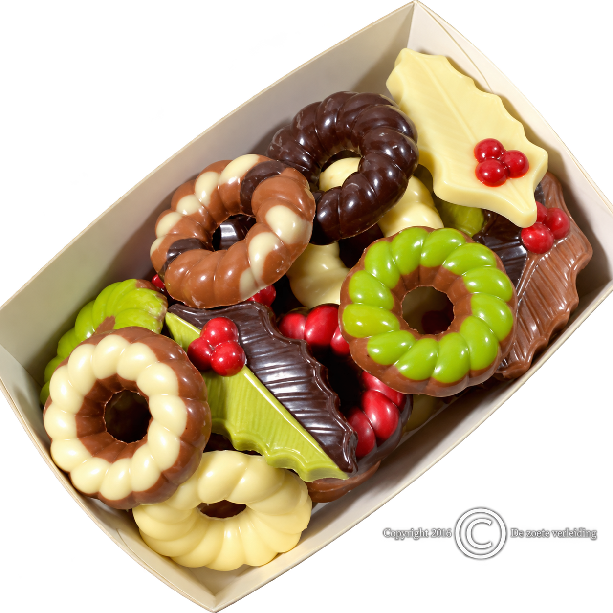 Kerstchocolade hulstblaadjes/kransjes