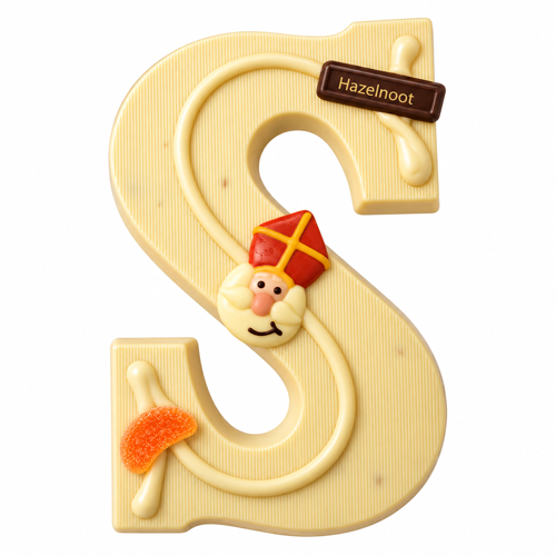Chocoladeletter witte chocolade met hazelnoten