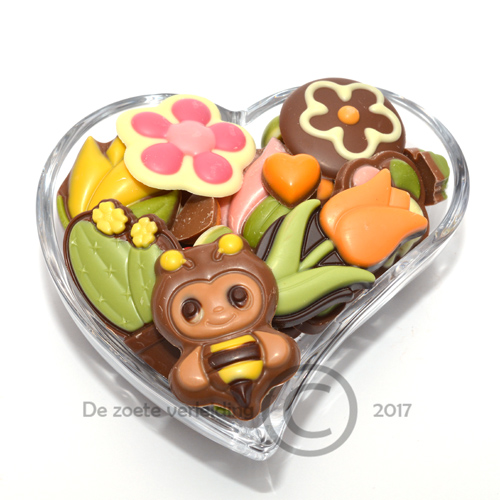 Moederdag chocolade in luxe glazen hartje