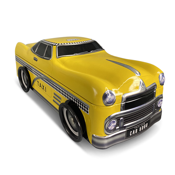 Gele taxi koekblik