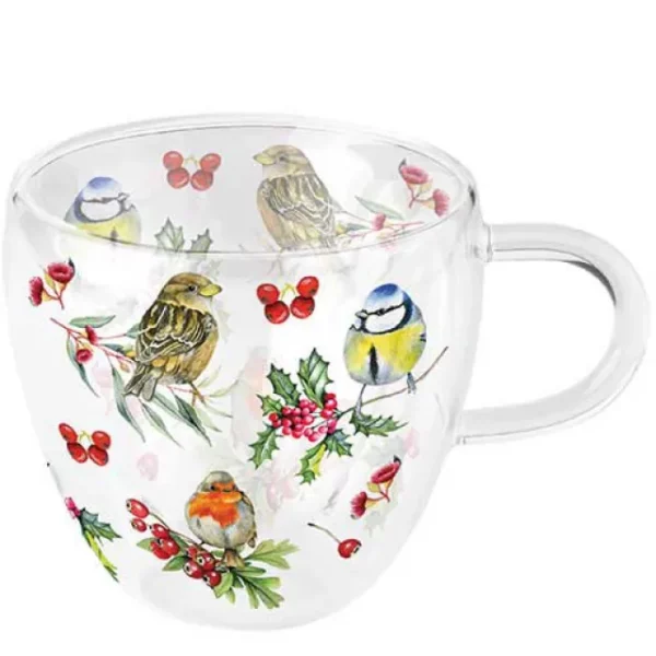 Ambiente theeglas Birds in winter